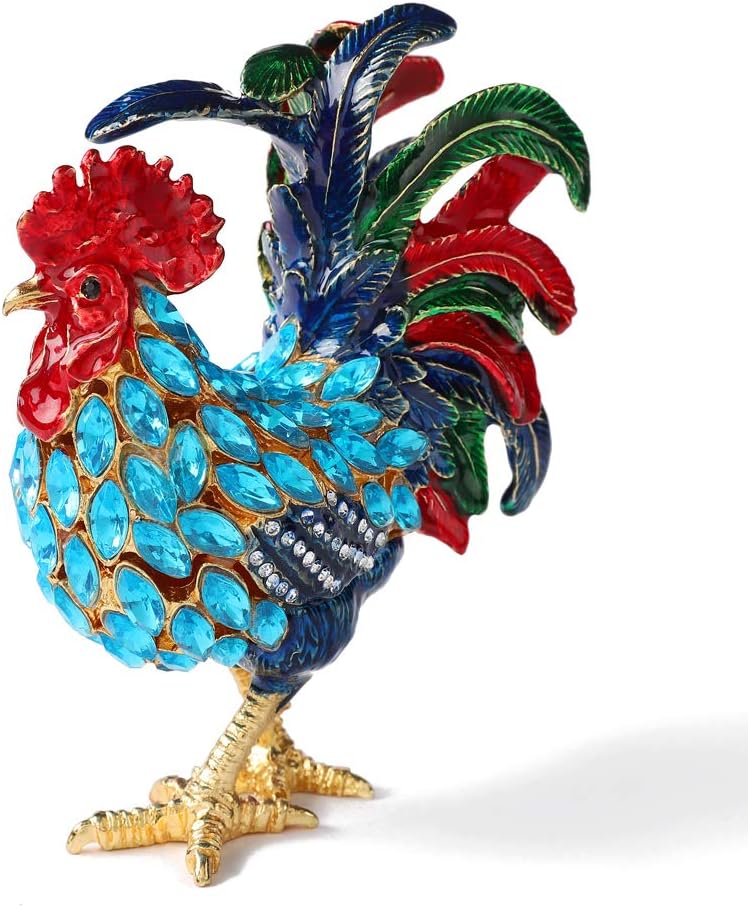 Joyero esmaltado bisagras adornos animales azul
