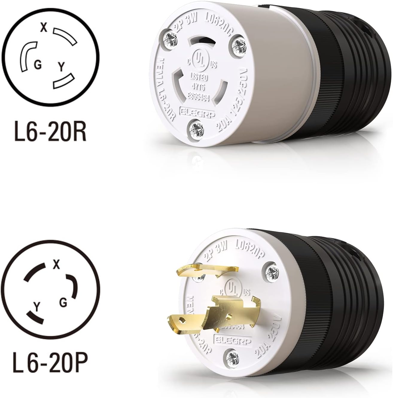 Enchufe NEMA L6-20P 20A 250V grado industrial