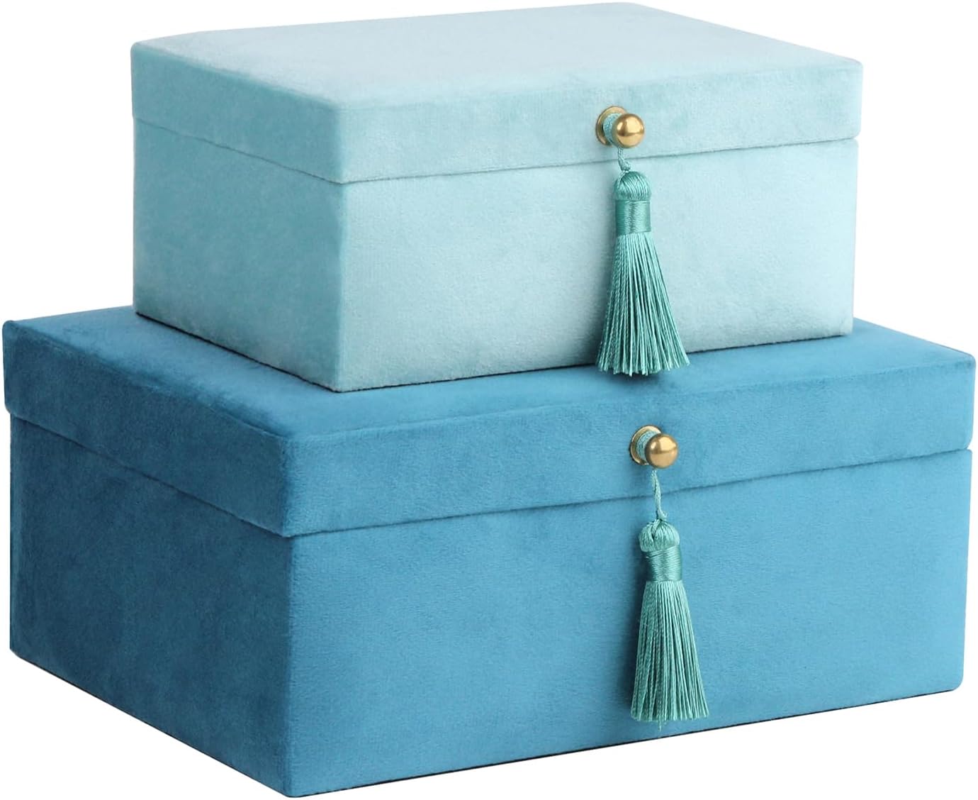 Caja terciopelo joyería 2 Pzas con asa elegante azul