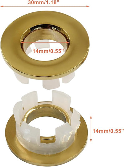 3 Pzas Cubiertas Desbordamiento Lavabo Anillo Latón Macizo Dorado
