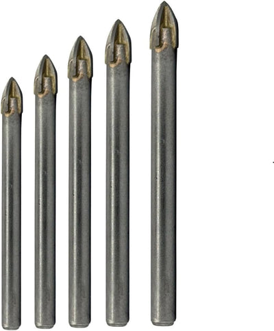 Set 5 Brocas Vidrio Carburo 4 Flautas 1/8-3/8