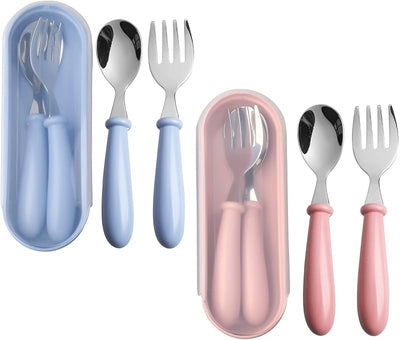 Set 4 cubiertos acero inox para bebé con caja