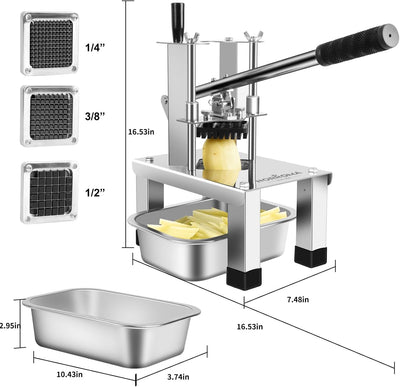 Cortador papas fritas acero inox con cuchillas repuesto