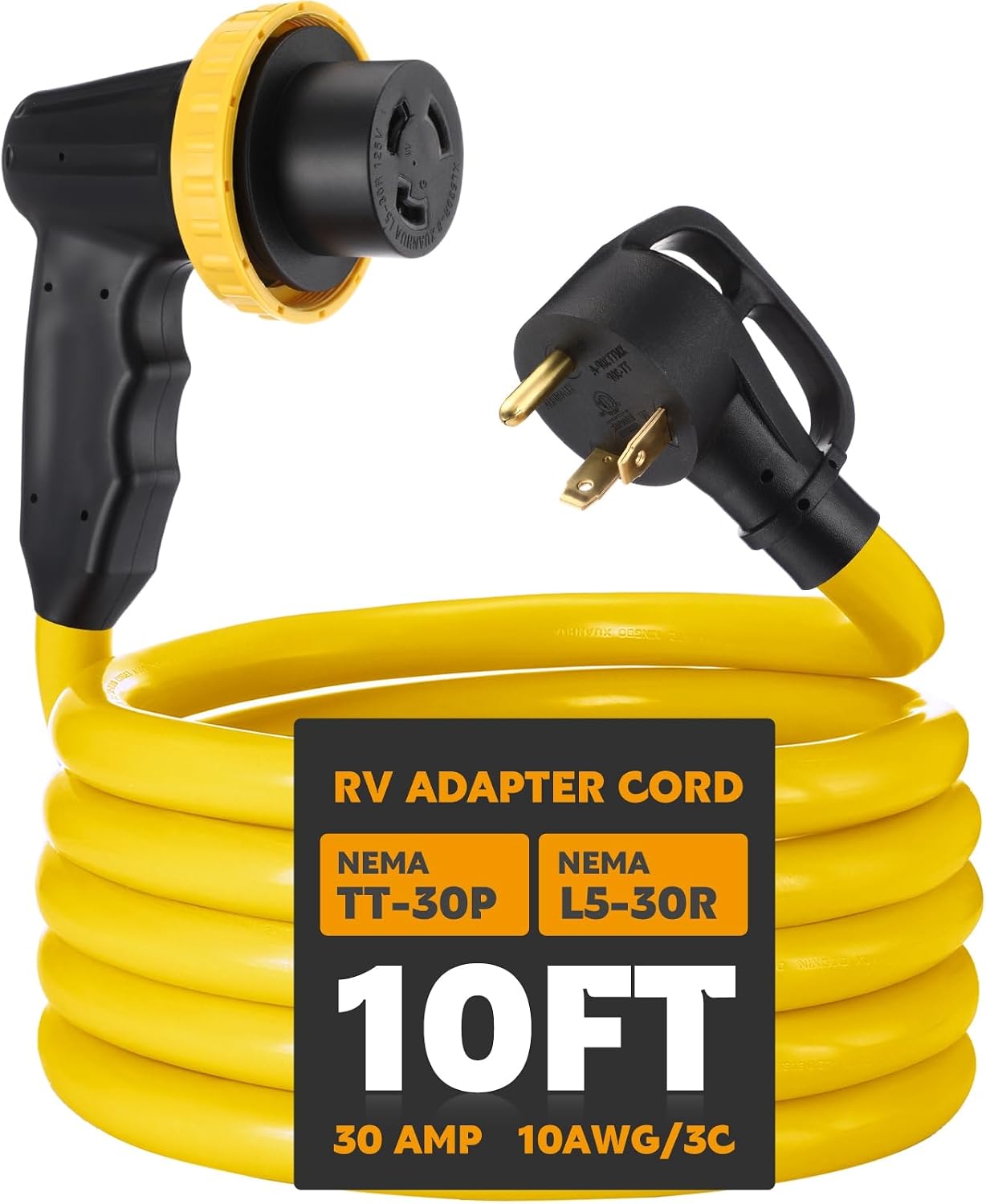 Cable extensión RV 30A NEMA TT-30P a L5-30R 10AWG/3C STW ETL