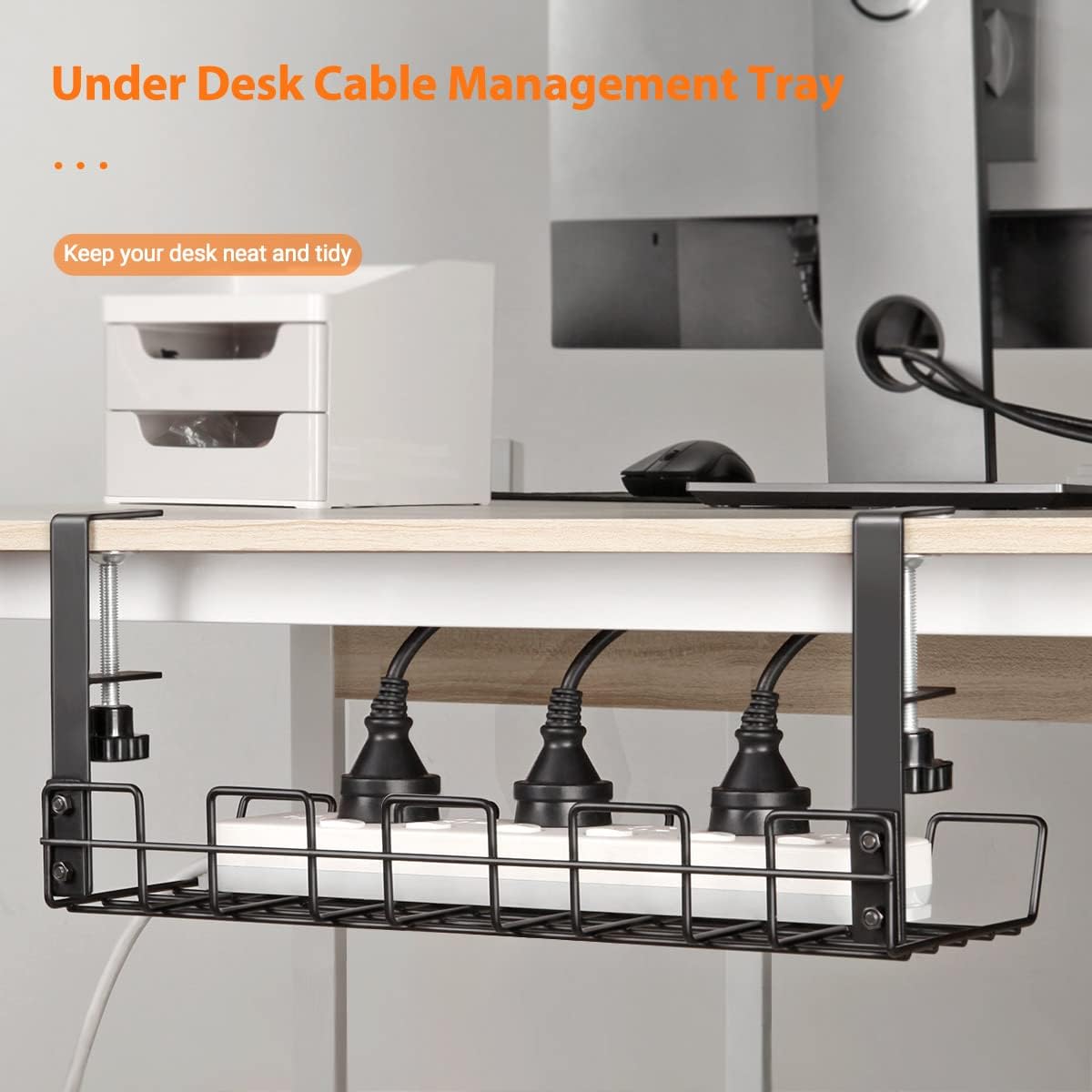 Bandeja organizadora cables escritorio 14.9x5.9pulg