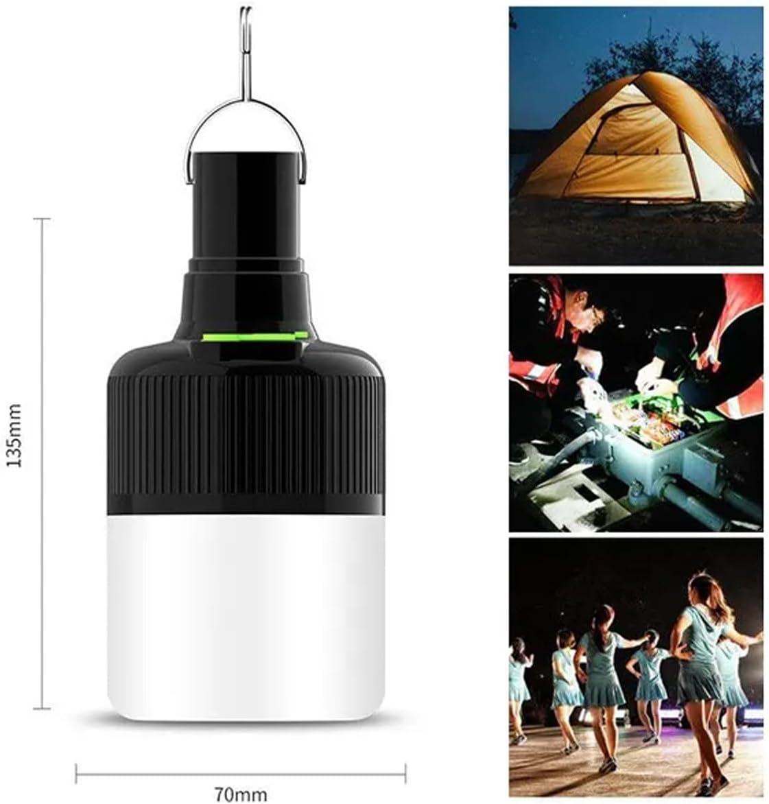 Lámpara camping LED USB recargable 2 modos portátil