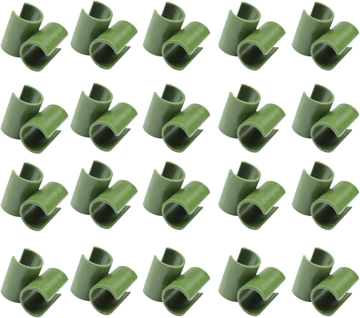 50 Clips Conector Plástico para Estacas Jardinería Verde 0.787pulg