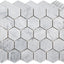 Mosaico mármol Carrara blanco pulido 2" hexagonal 5 hojas