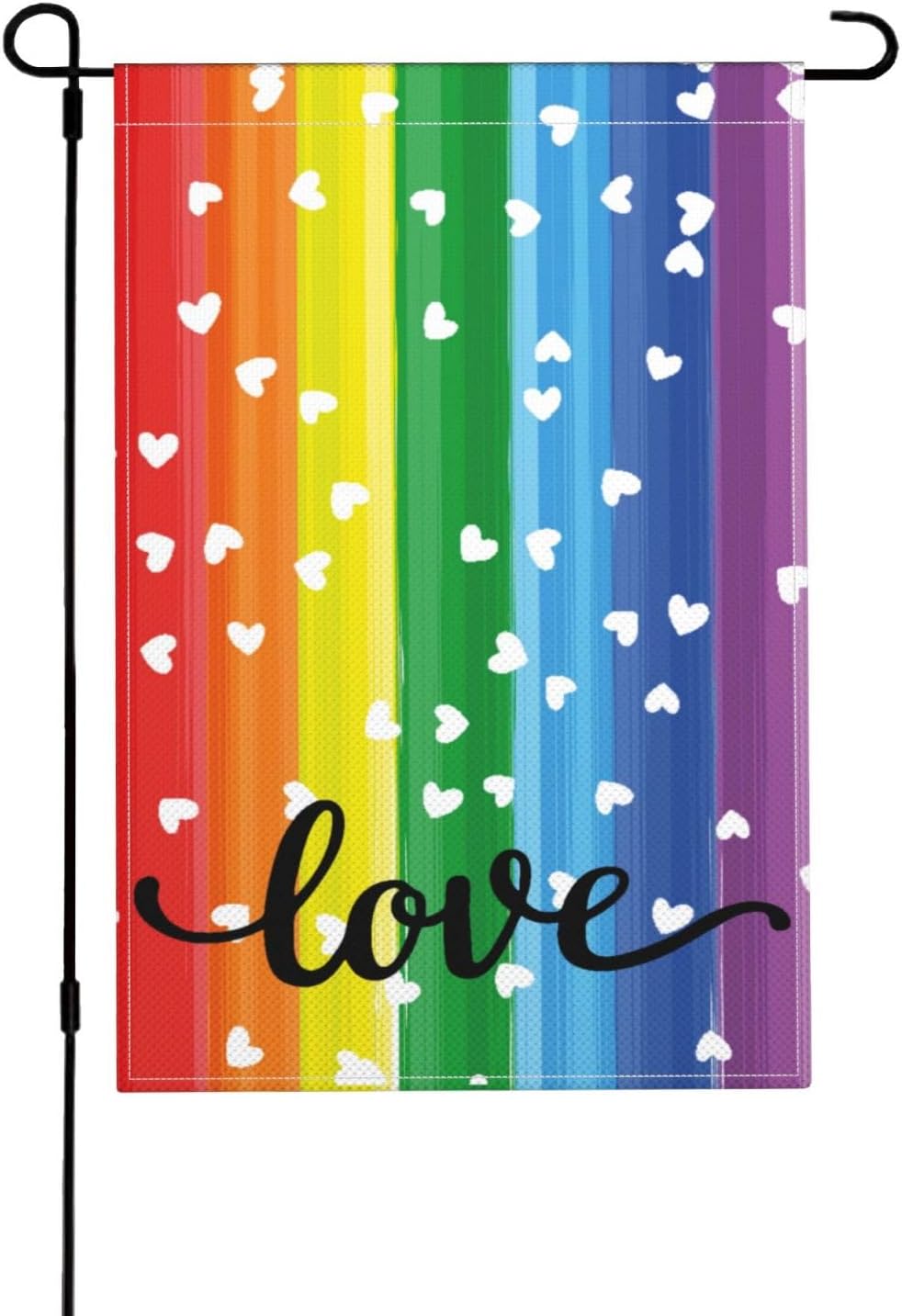 Bandera jardín corazón arco iris doble cara resistente