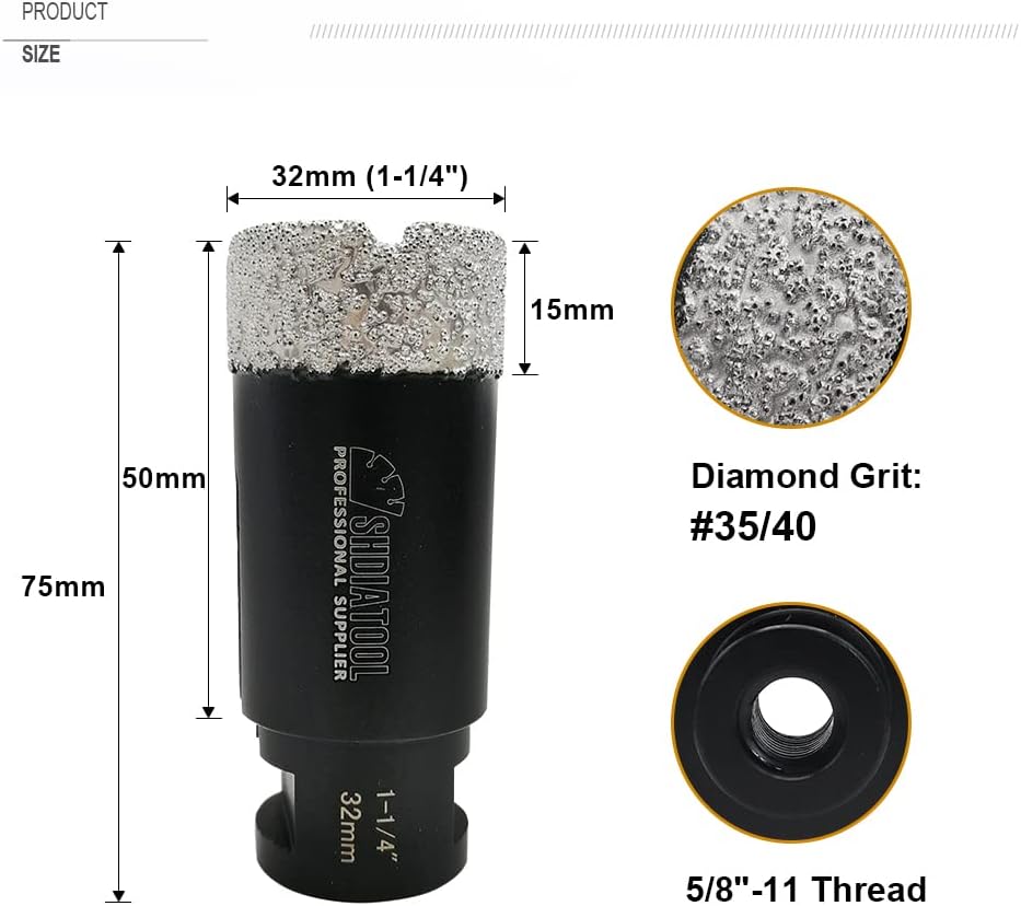 Brocas diamante 1-1/4pulg para porcelana cerámica ladrillo