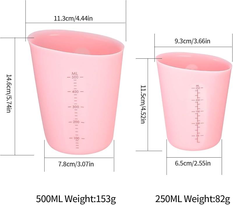 2 Tazas Medidoras Silicón 8.5/16.9oz Reutilizables Rosa
