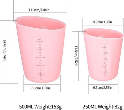 2 Tazas Medidoras Silicón 8.5/16.9oz Reutilizables Rosa