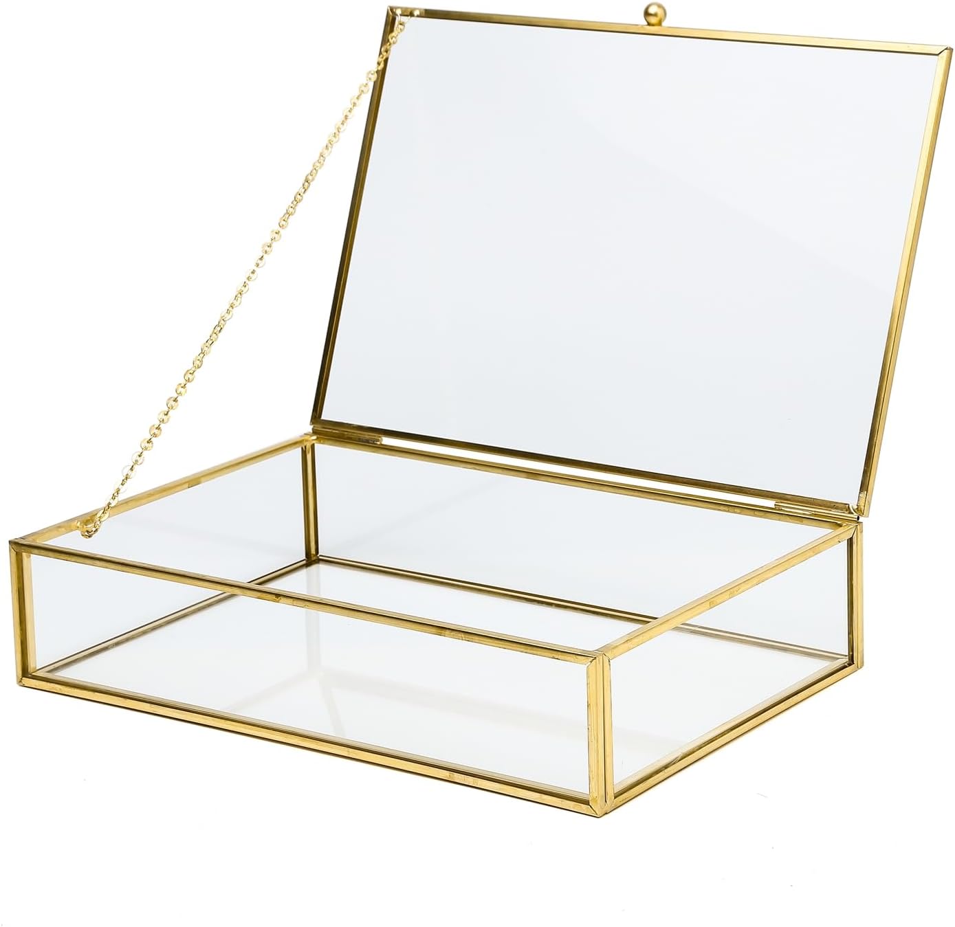 Caja vidrio vintage bisagras transparente para joyas