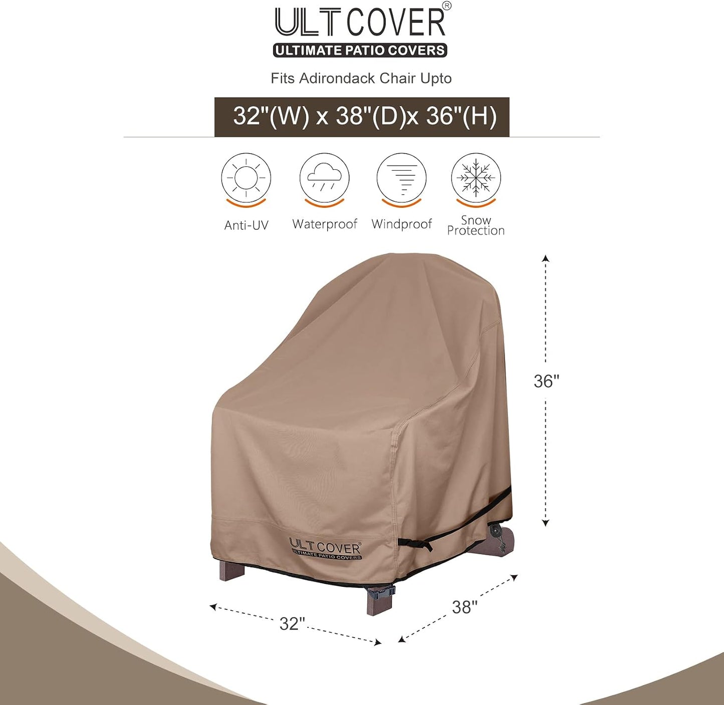2 Fundas impermeables silla Adirondack 32x38x36pulg