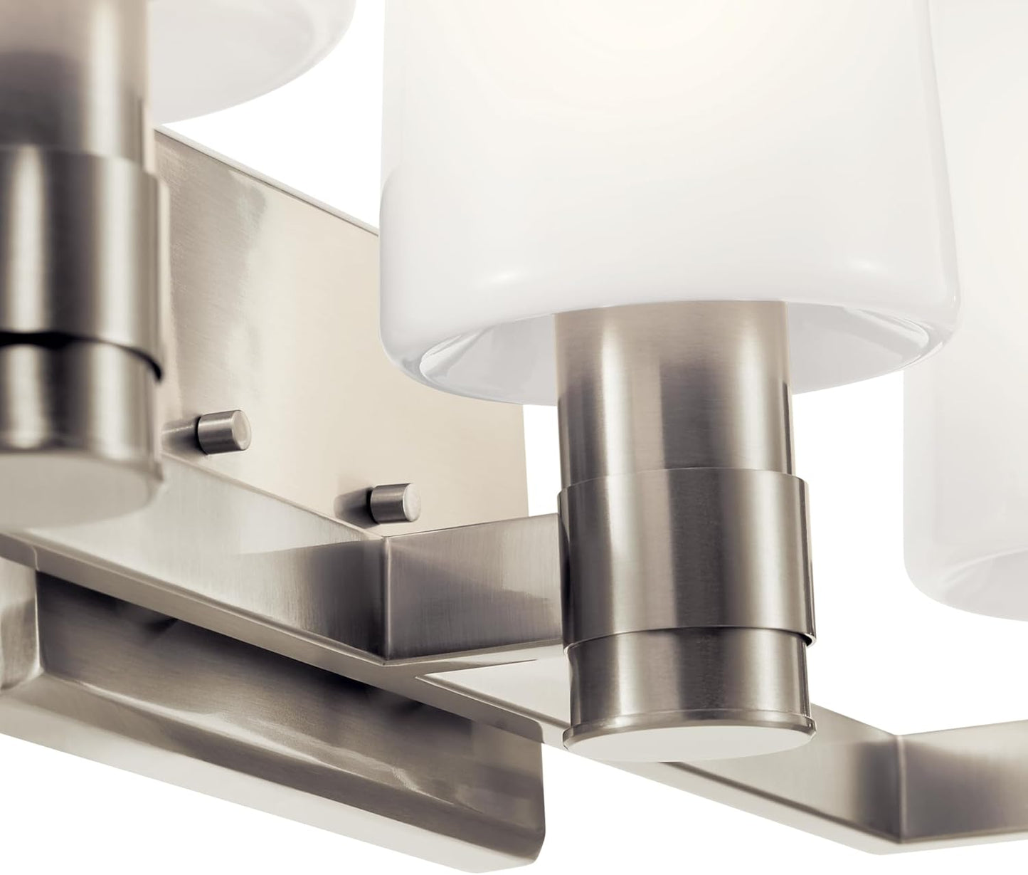 Vanidad 3 Luces Vidrio Opal Níquel Cepillado Baño 8.25x24
