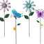 4 Estacas Decorativas de Metal con Flores 16" Jardín