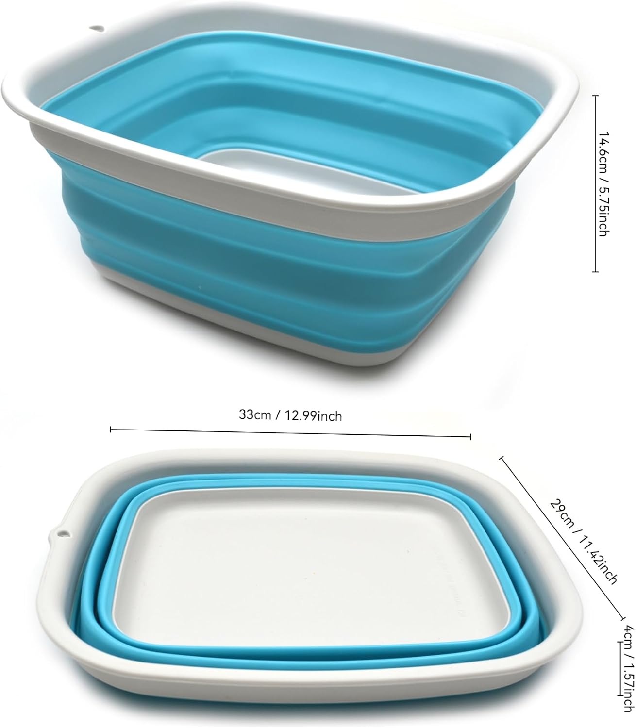Bañera plegable plástico 7.7L azul brillante