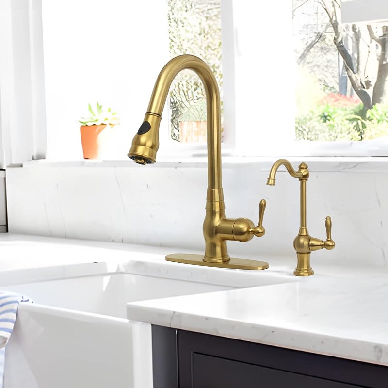 Grifo cocina latón agua potable para ósmosis inversa dorado