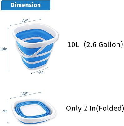 2 Cubos Plegables 10L 2.6gal para Exteriores Jardín Camping