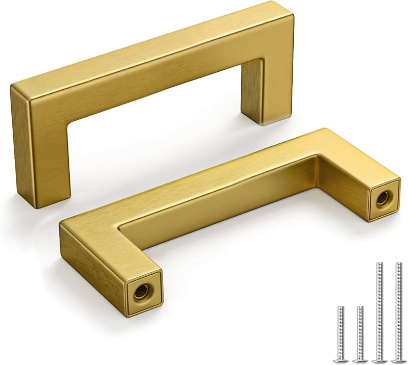 30 Tiradores Bronce Cepillado 3" para Gabinete Dorado