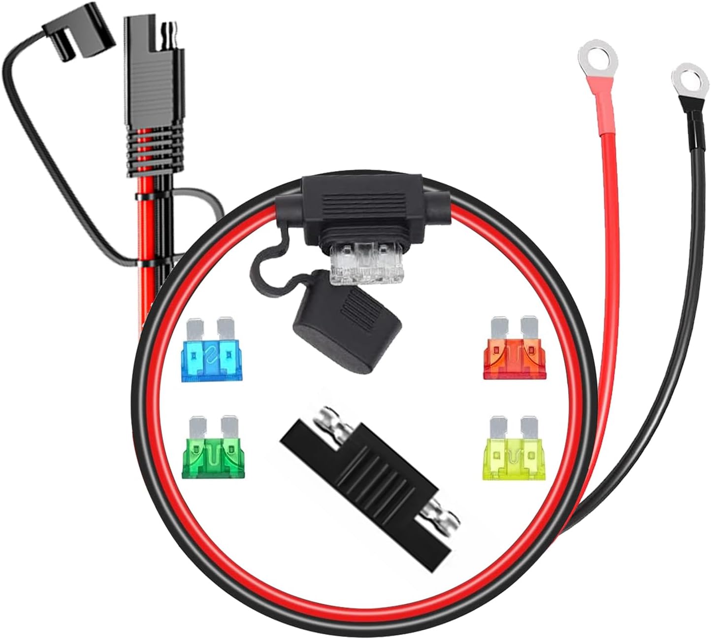 Cable extensión SAE cobre 10AWG 3.3pies terminal anillo