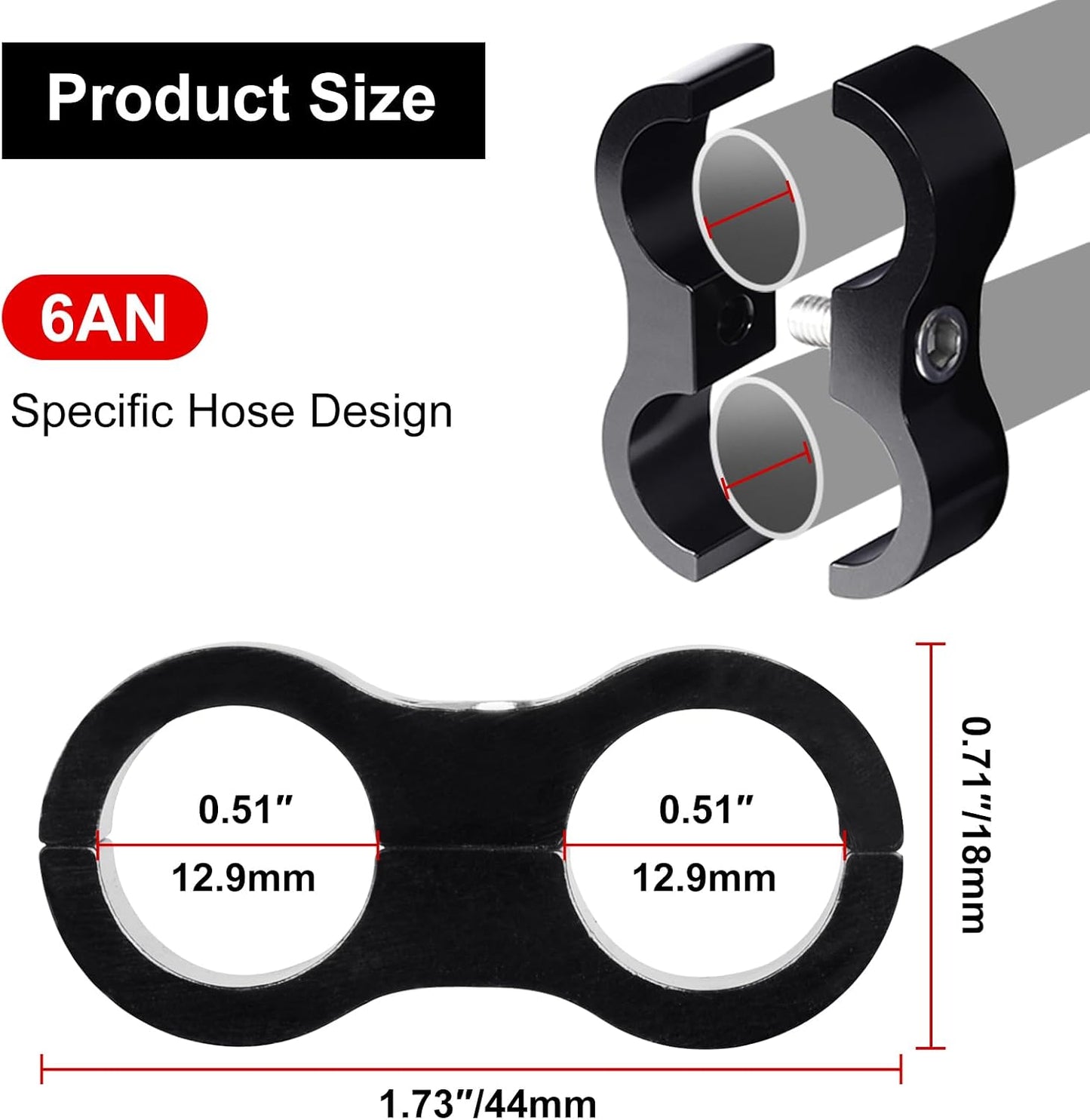 Abrazadera separadora manguera AN6 aluminio negro 4pcs
