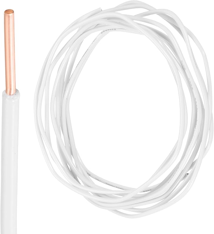 Cable eléctrico 14 AWG 10pies cobre sólido 600V UL color blanco