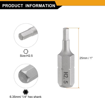 2 Pzas Broca Destornillador Hex 1/4 25mm S2 Acero