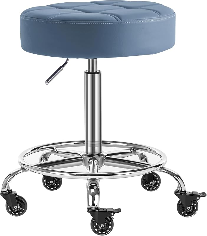 Taburete ruedas goma silenciosas 20-27" azul