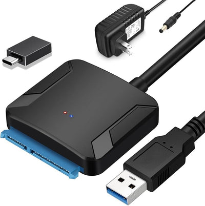 Cable adaptador SATA a USB 3.0 con fuente para HDD 2.5/3.5