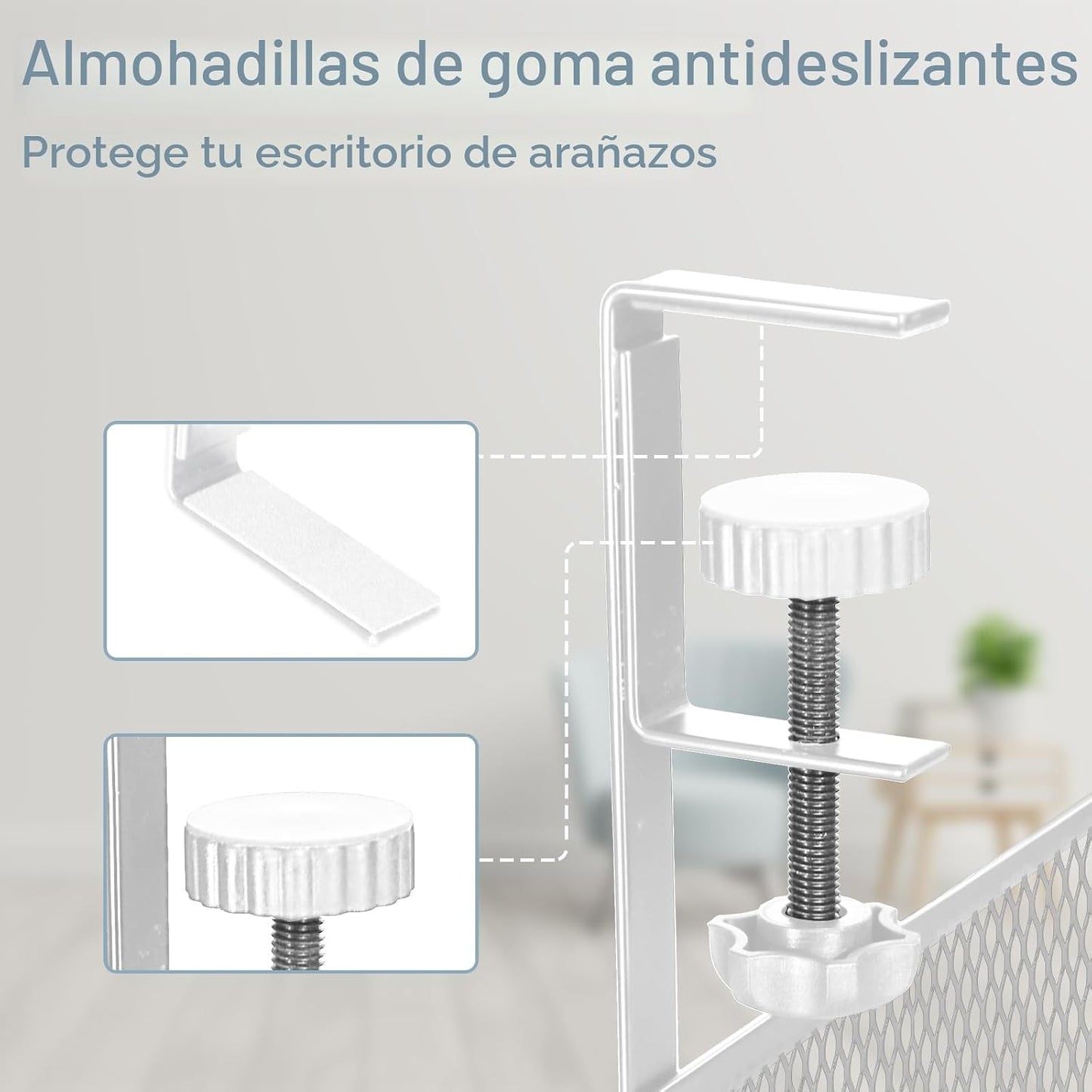 Organiz. cables metal bajo escritorio sin taladro