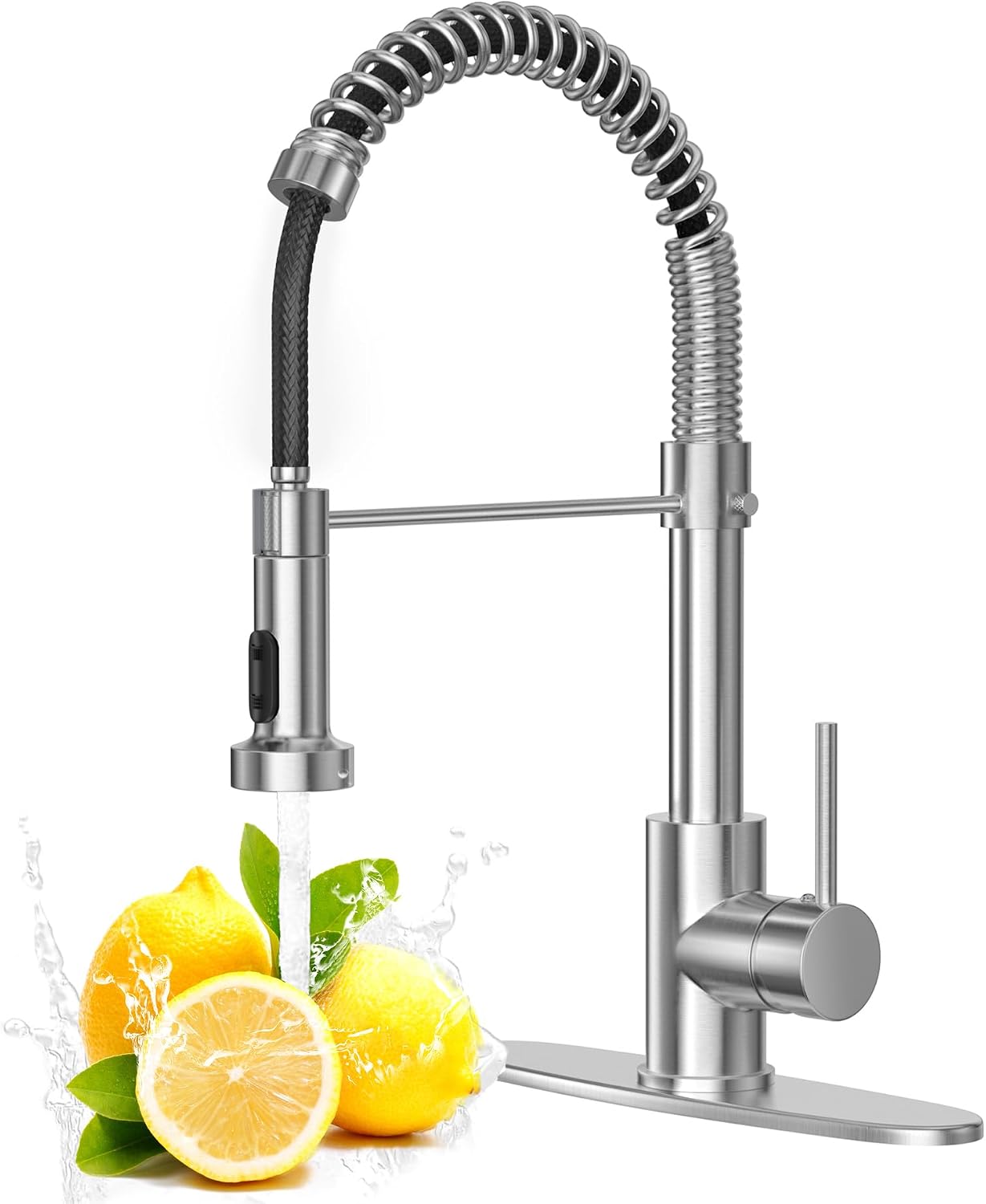 Grifo cocina níquel cepillado rociador desplegable 10"