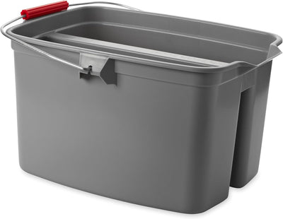 Cubo plástico doble para limpieza 19qt gris con asa