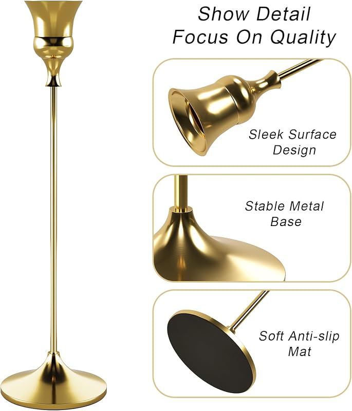 Portavelas dorado cónico para candelabros decoración hogar