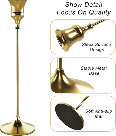 Portavelas dorado cónico para candelabros decoración hogar
