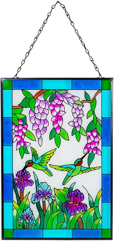 Colibrí vitral atrapasoles 10x15 con cadena decoración Navidad