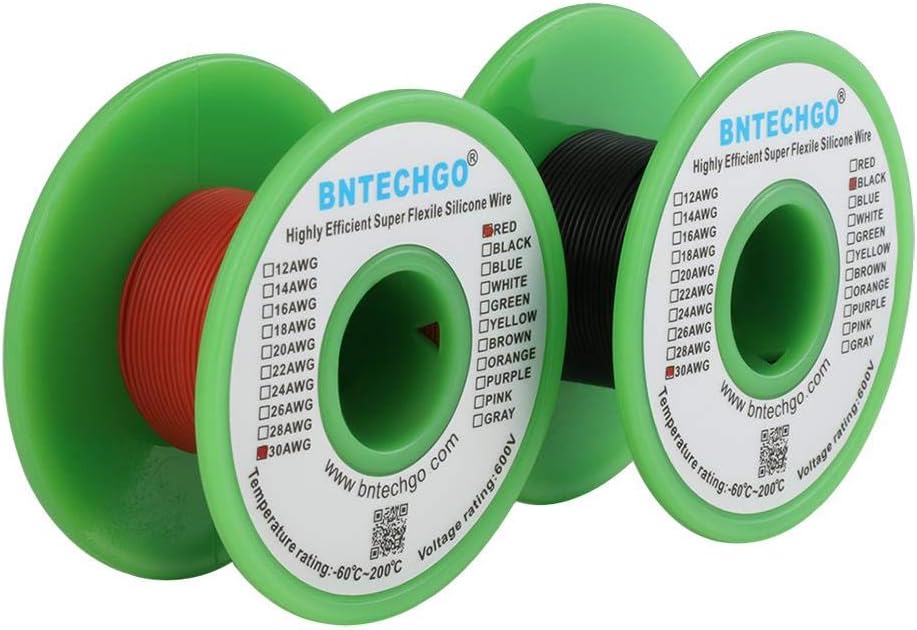 Bobina alambre silicona 250pies rojo y negro 30awg