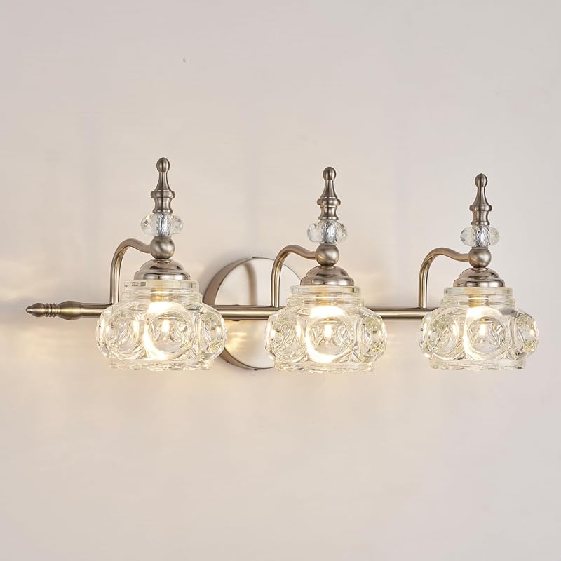 Lámpara tocador níquel cepillado 3 luces vintage