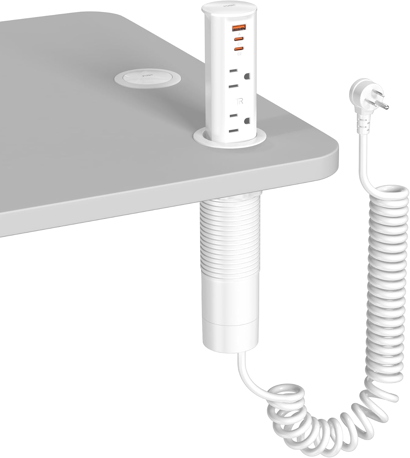 Toma corriente desplegable encimera USB C 20W 6.5pies blanco