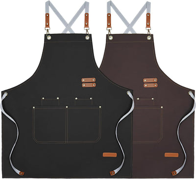 2 Delantales Chef Lona Impermeable Ajustable 4 Bolsillos