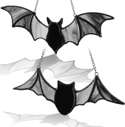 2 Pzas Murciélagos Vidrieras Colgantes Halloween Decoración