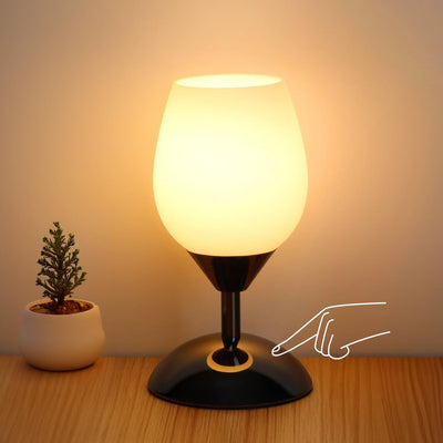 Lámpara mesa tactil regulable luz ambiental vidrio opal