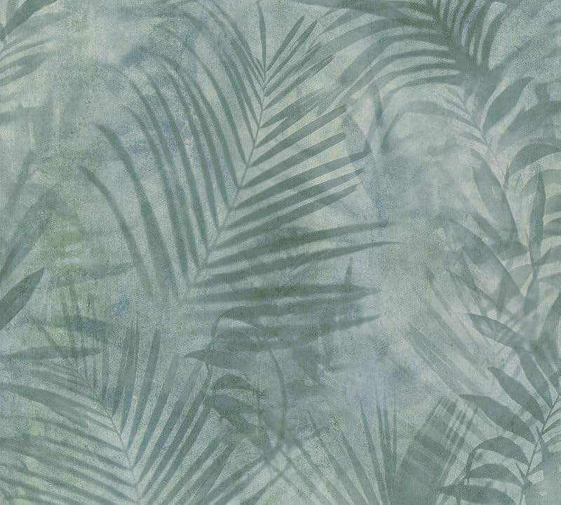 Papel tapiz selva azul verde gris 396x20" fabricado Alemania