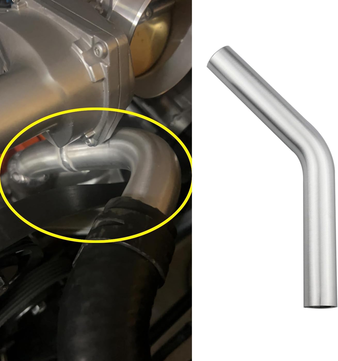 Codo aluminio intercooler 1.5" 38mm 45grados cepillado