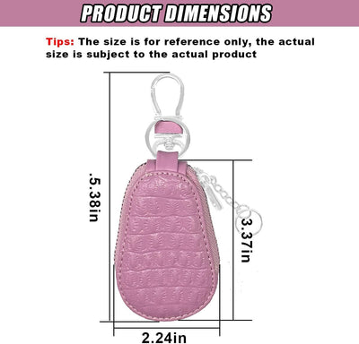 Funda cuero llavero auto con cremallera y gancho metal rosa