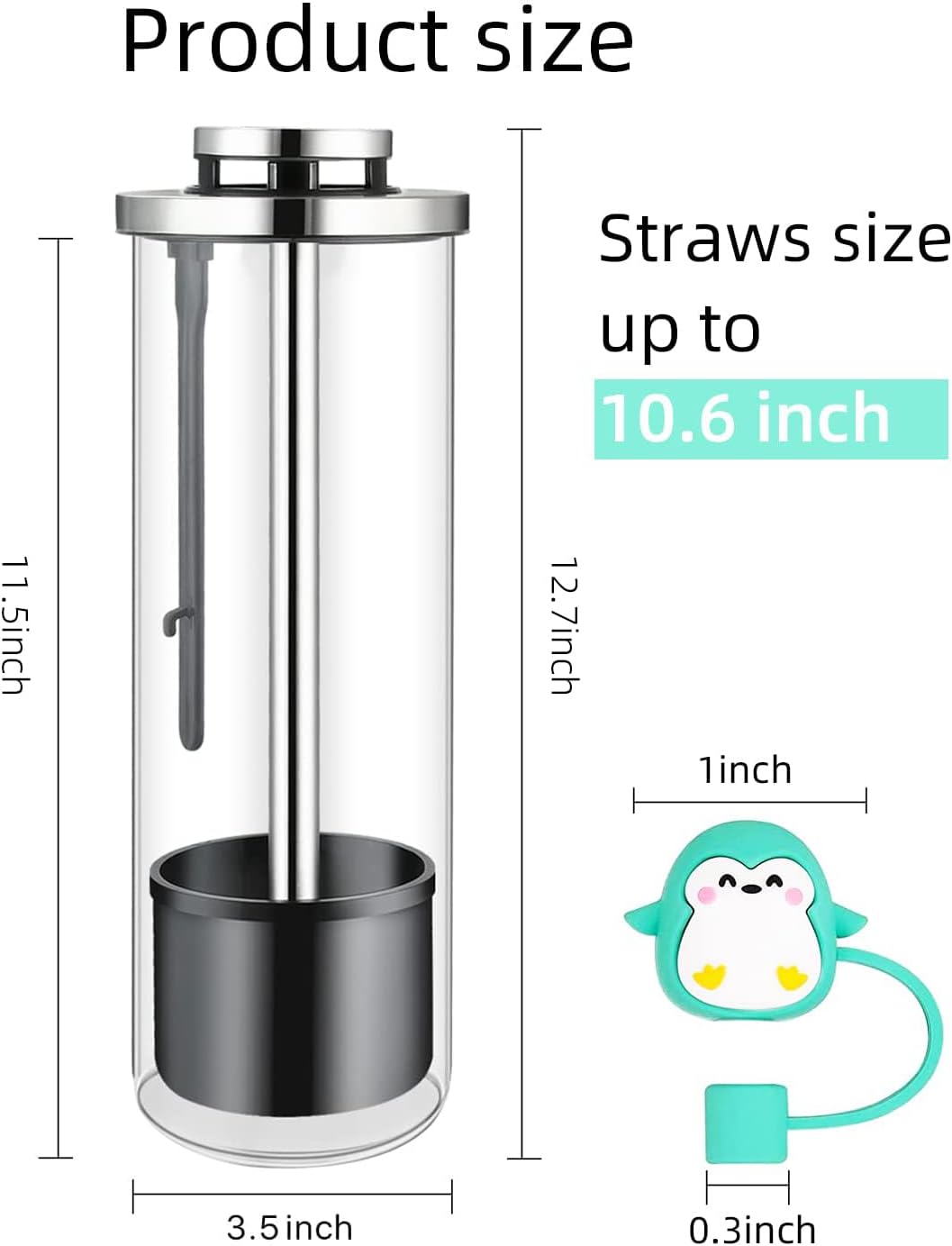 Dispensador pajitas vidrio con tapa 35pzas