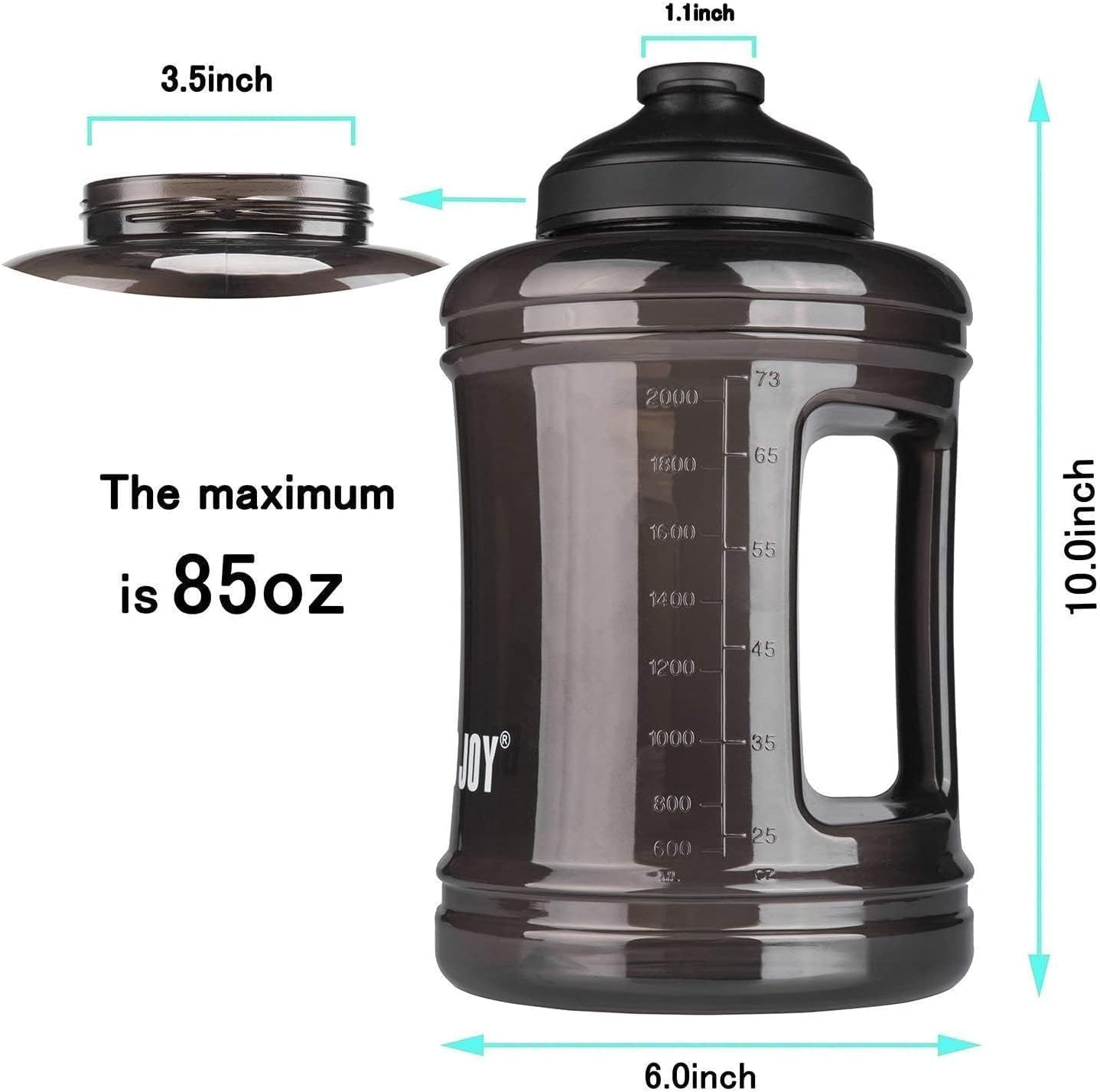 Botella agua deportiva 2.5L sin BPA boca ancha