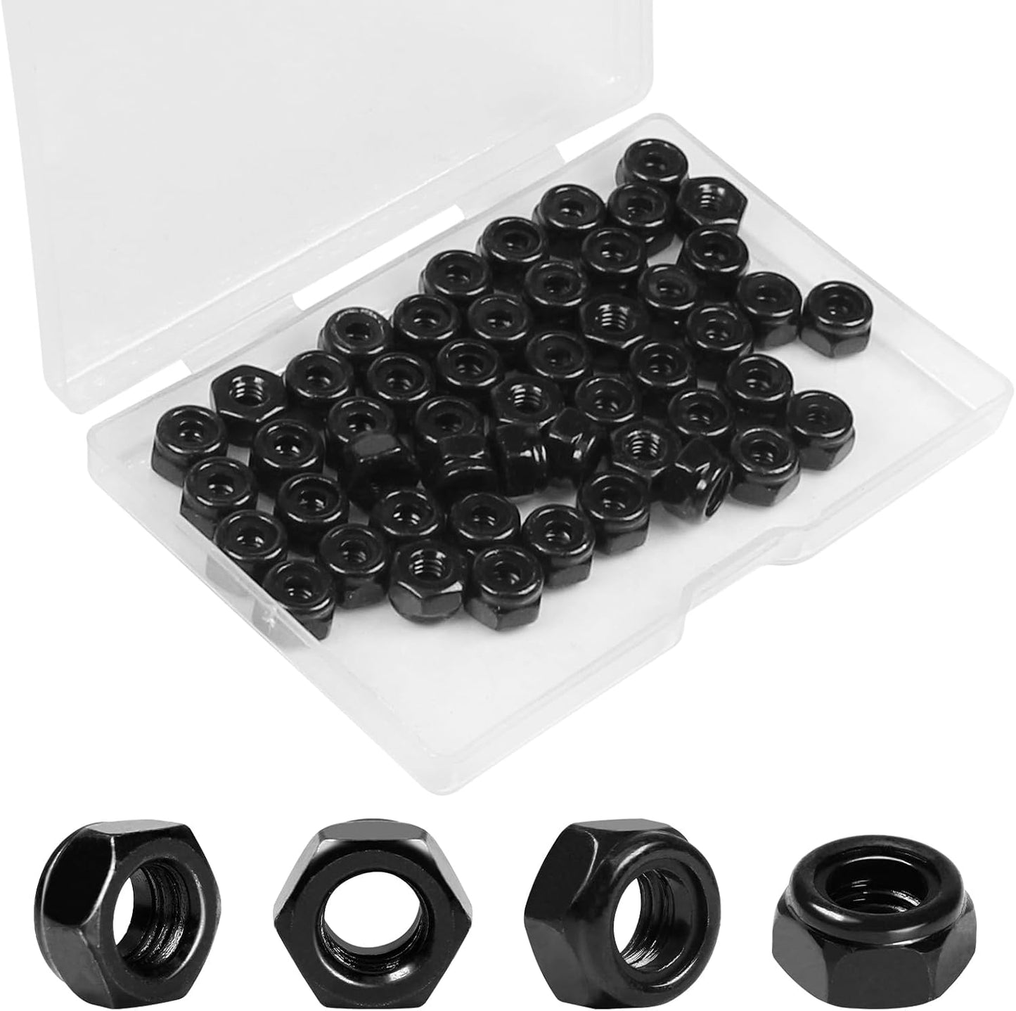 50 Tuercas Nylock Acero Inox 304 Hexagonales #8-32