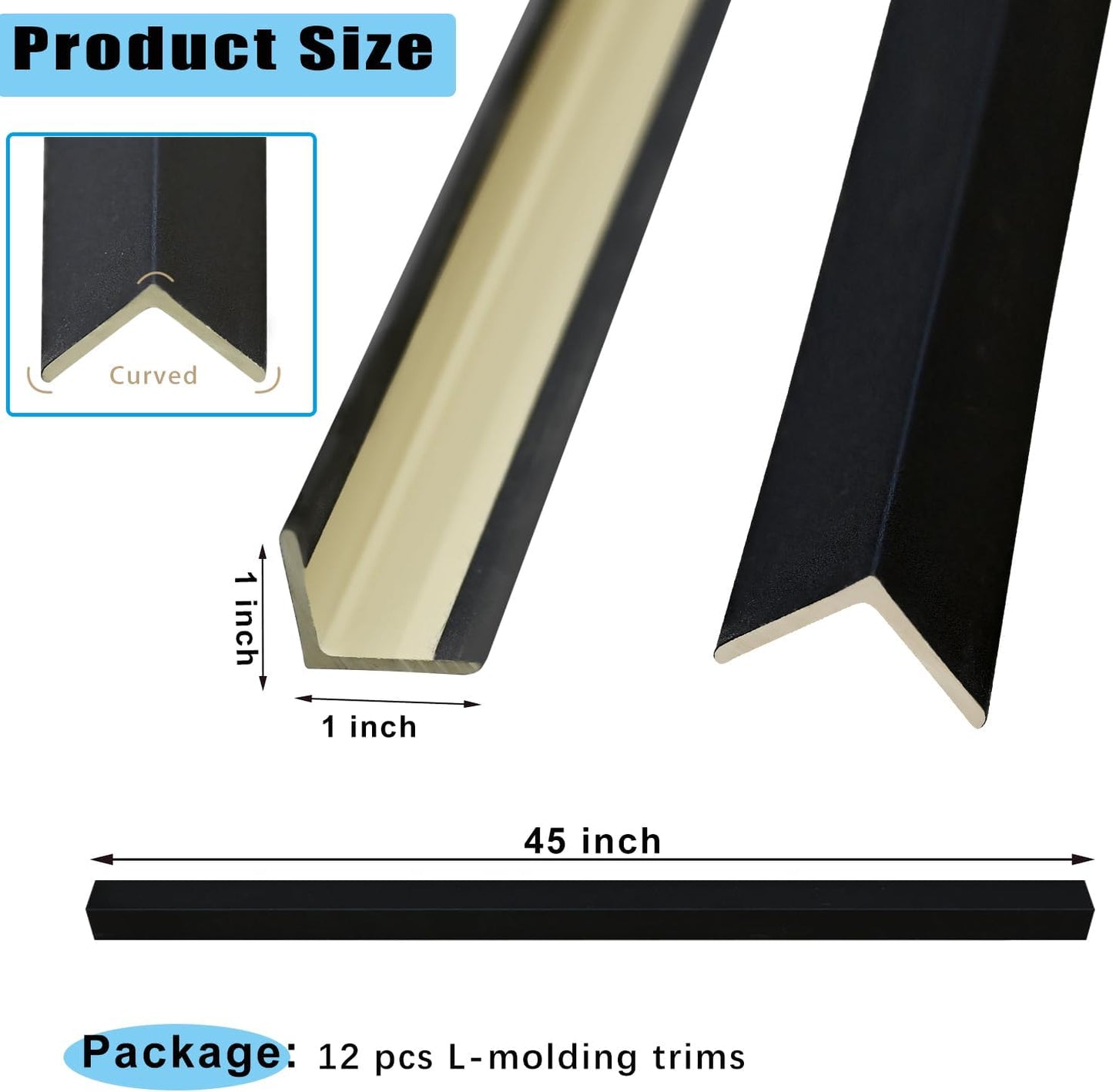 12 Protectores Esquina Pared 45pulg Borde Madera Negro