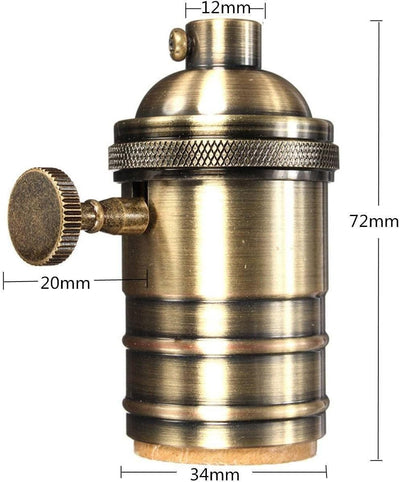 2 Lámparas E26 Latón Macizo Colgante Vintage